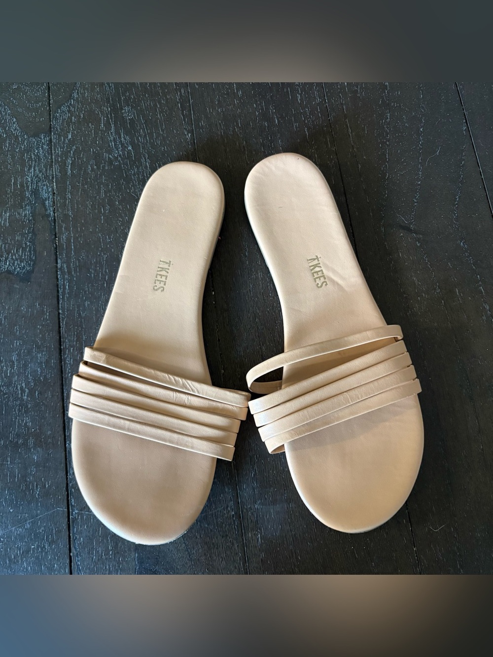 TKEES Serena Slide Sandals 5 Strap Minimalist Neutral Nude Size 9 - Picture 3 of 11